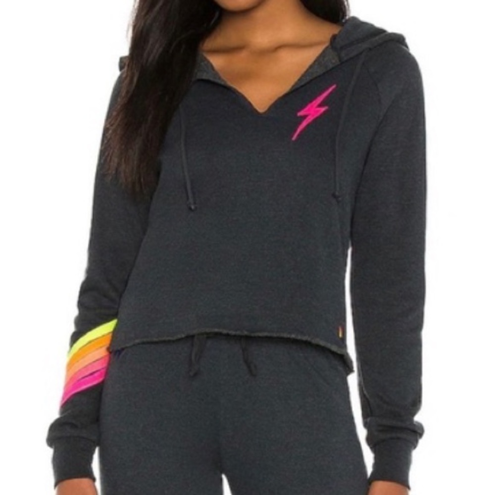Aviator Nation Light Weight Bolt Hooded Sweatshirt -Sz S